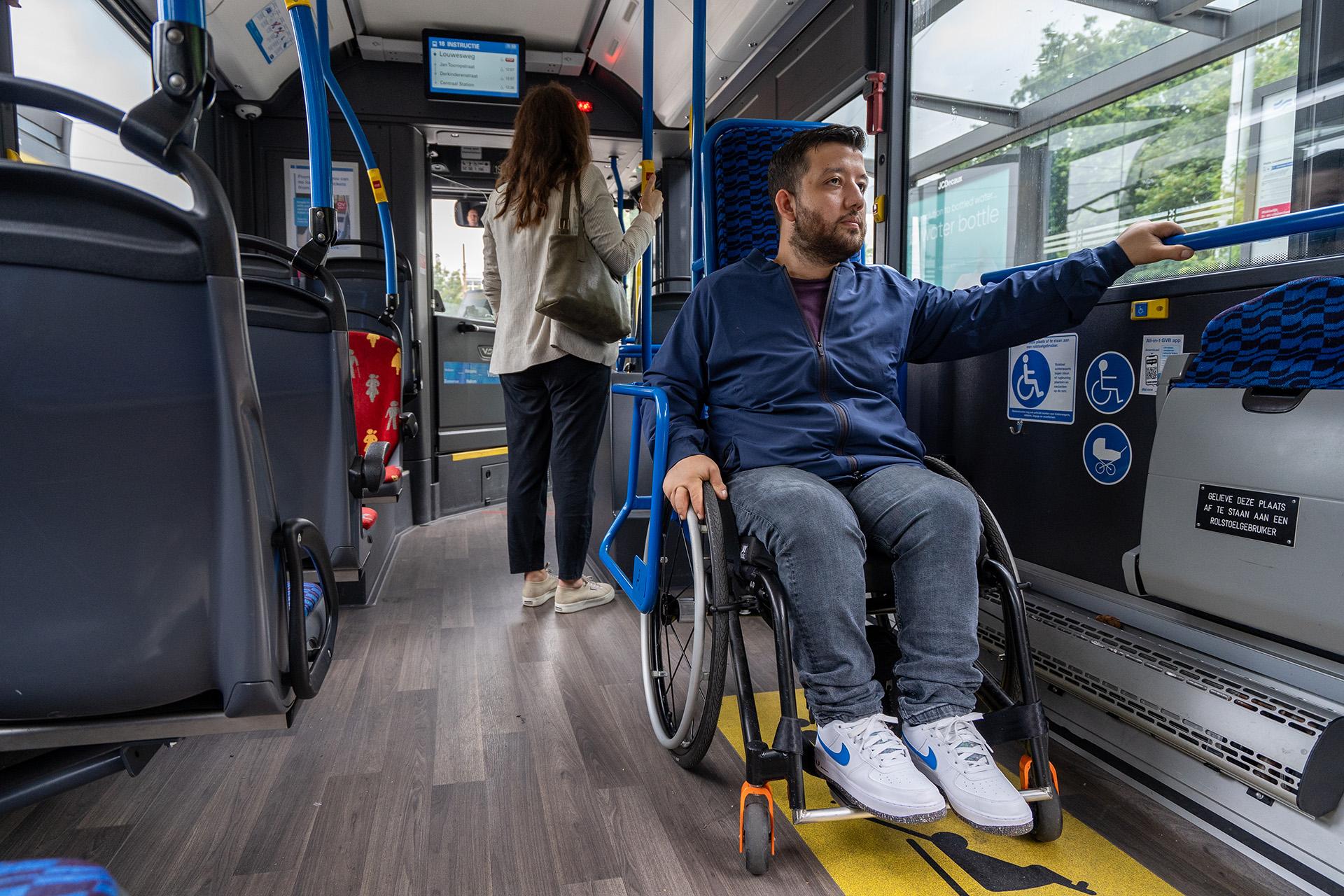 Man in wheelchair on the bus